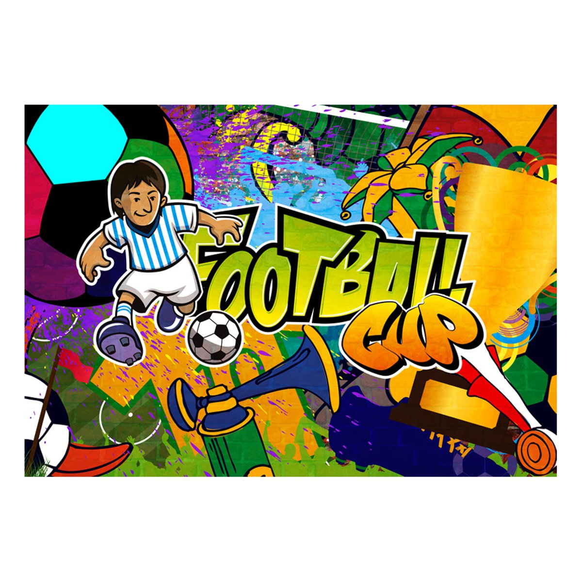 Papier peint intissé panoramique Hobby Football Cup multicouleur, EDEN