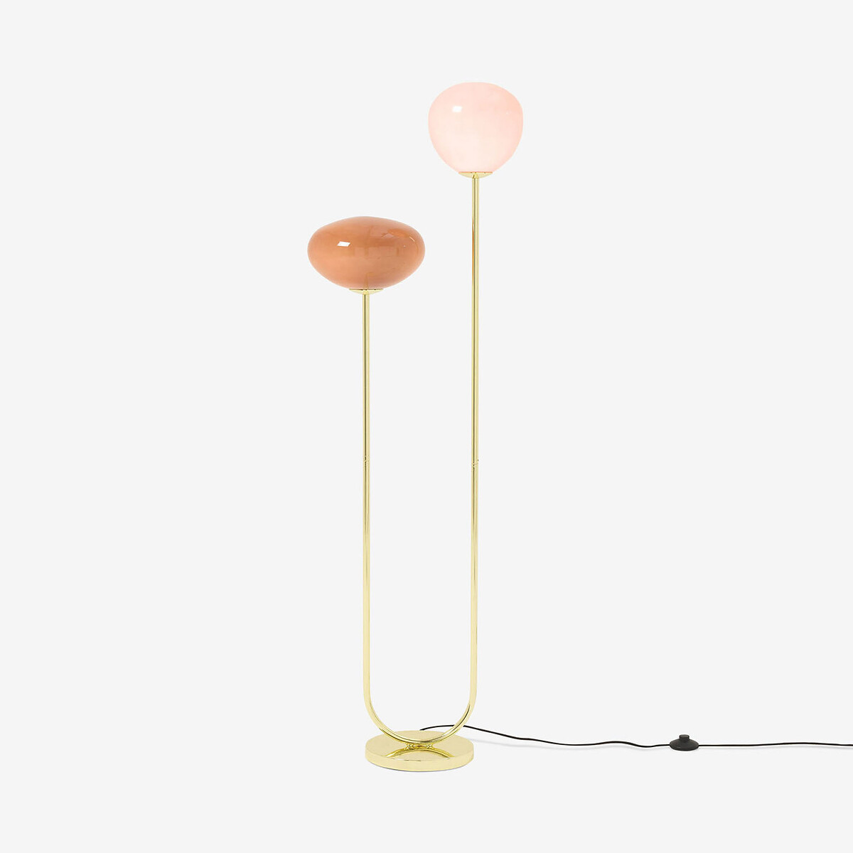 MADE.COM Adrianne 2-Light Glass Dome Floor Lamp pink, MADE
