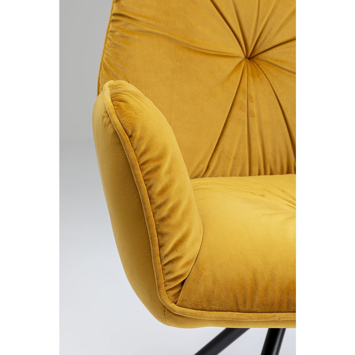 Chaise avec accoudoirs en velours, MILA jaune, KARE DESIGN