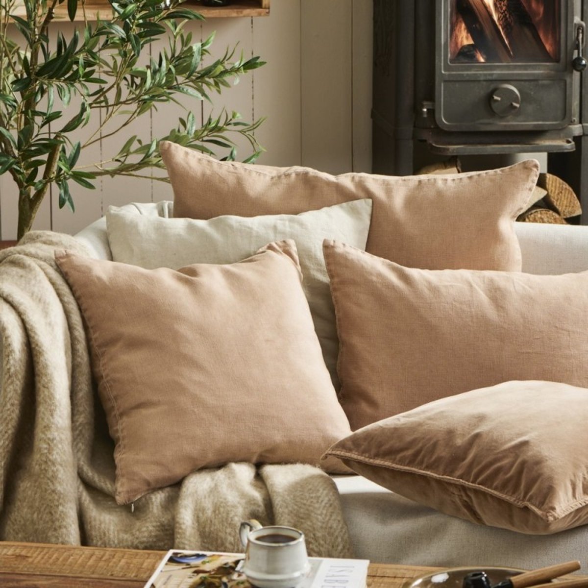 Housse de coussin lin camel, IB LAURSEN