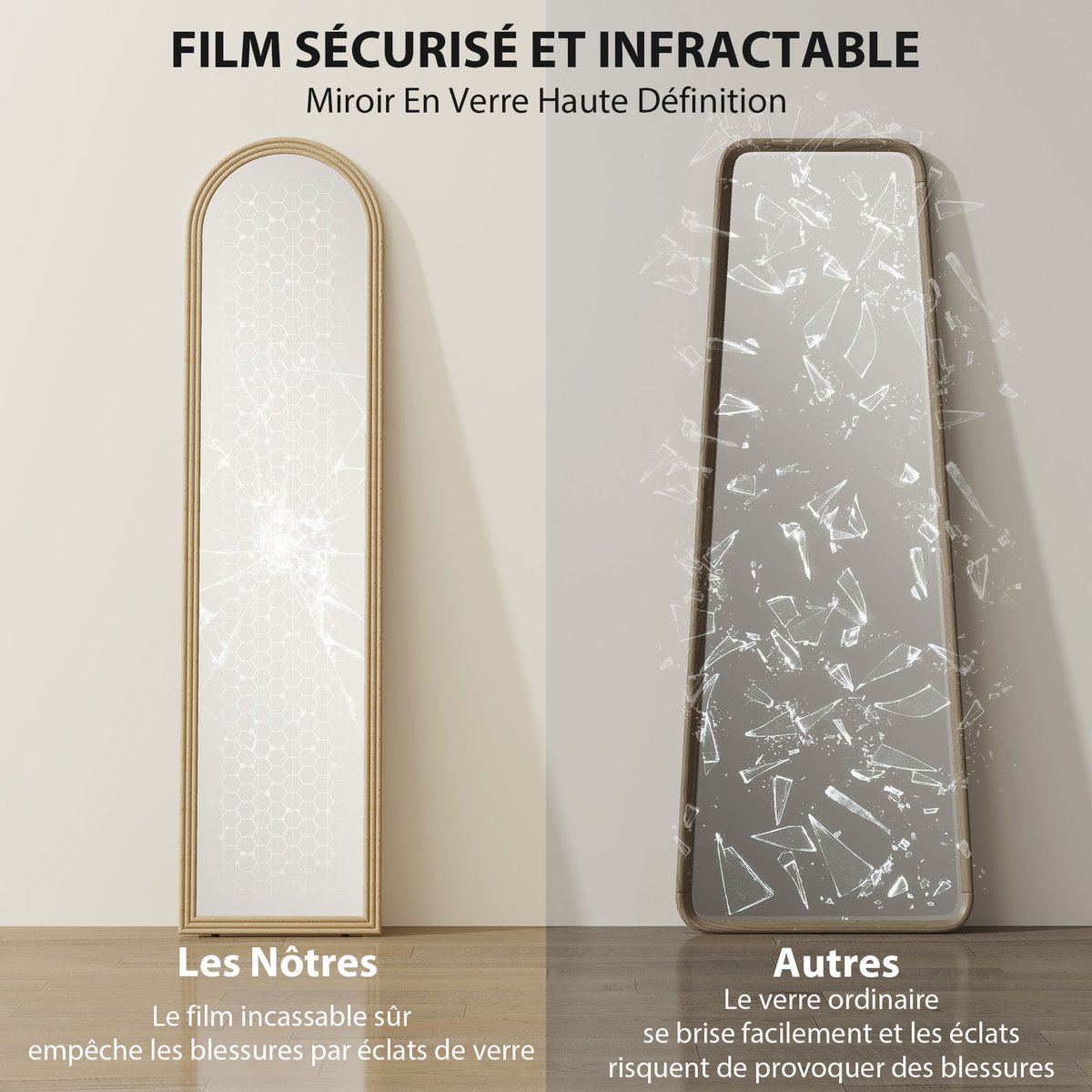 Miroir en pied PS Beige beige, HOMCOM