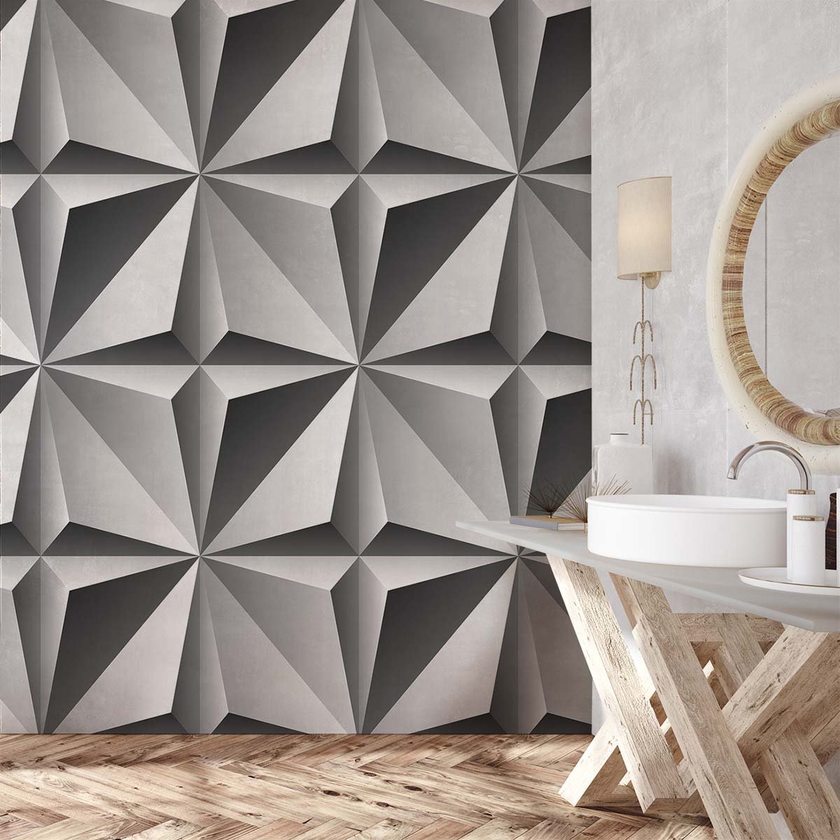 Papier peint metal 3d intissé, HEXOA