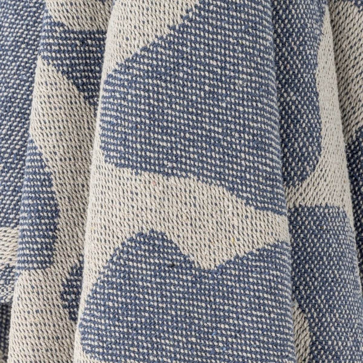 Plaid coton recyclé franges SALOBRE bleu clair, BLOOMINGVILLE