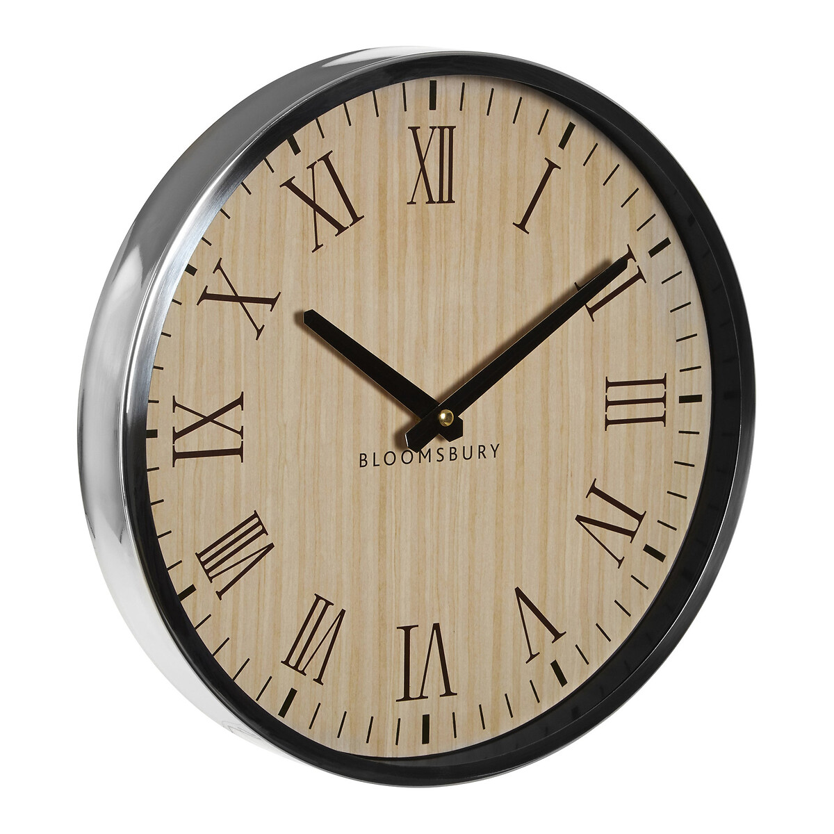 30cm Wood and Stainless Steel Wall Clock silver-coloured, SO'HOME