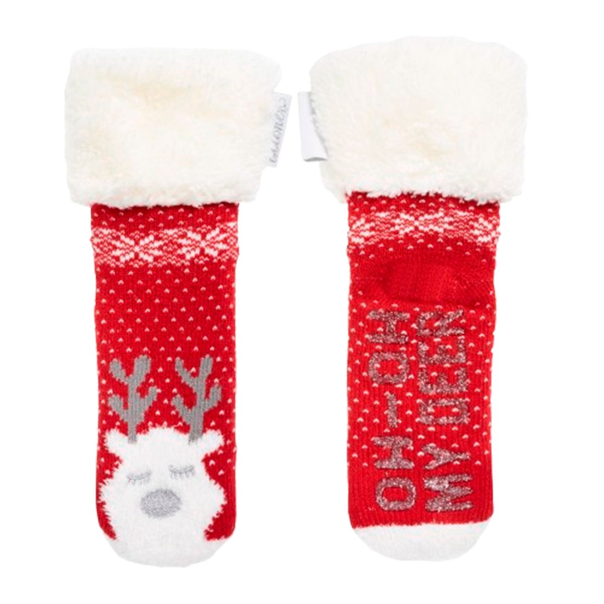 Chaussettes anti-dérapantes maille noël - picots antidérapants rouge, ISOTONER