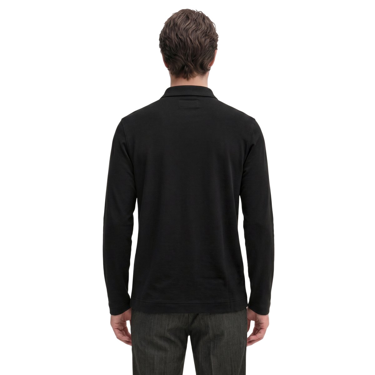 Polo à manches longues, coupe classique en pur coton biologique noir, MARC O'POLO