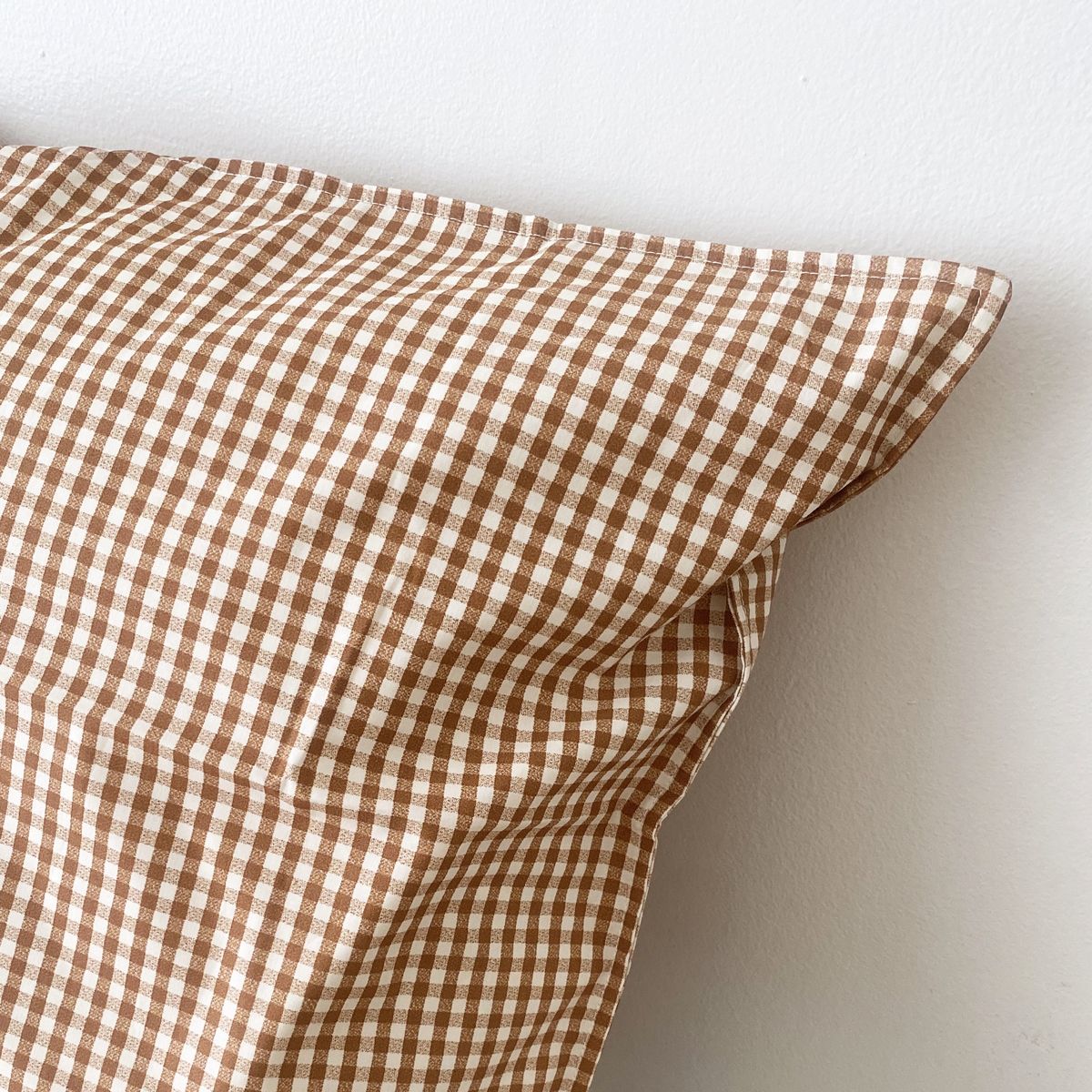 Parure de couette 1 personne coton bio vichy POM POUCE caramel, LITTLE CREVETTE