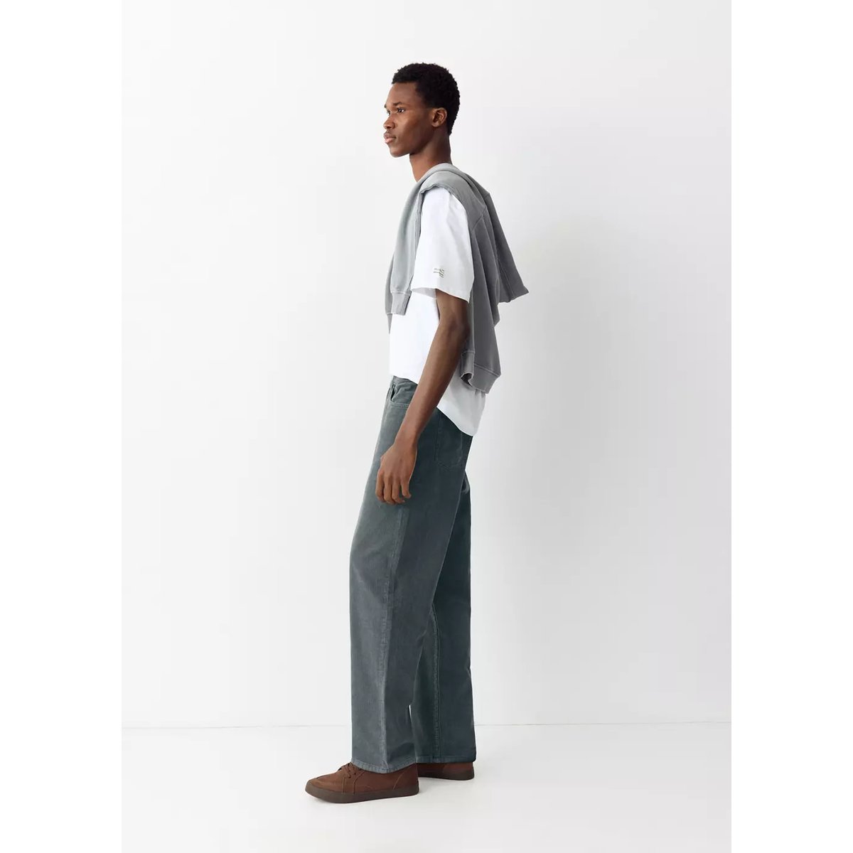 Jean droit en velours côtelé bleu, MANGO TEEN