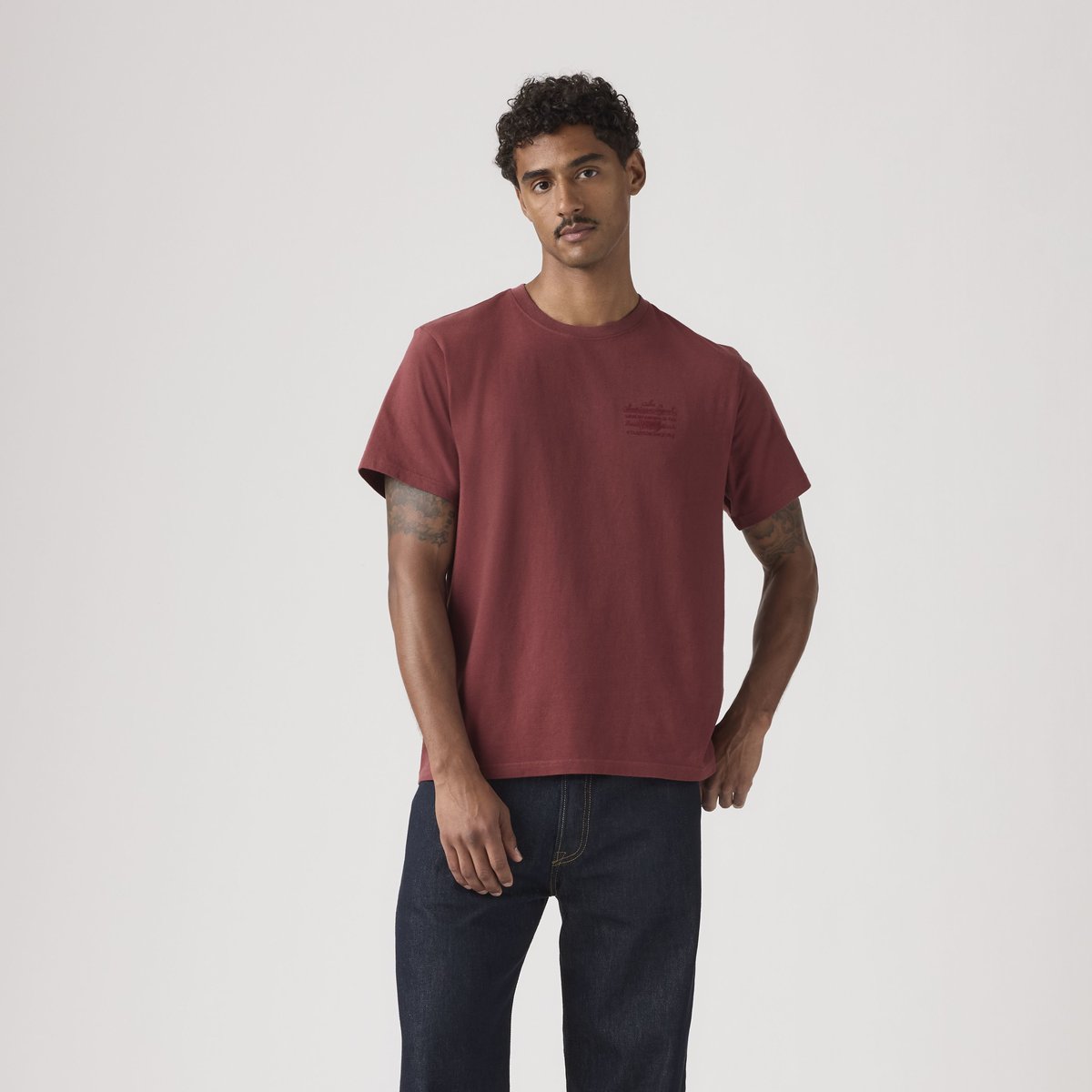T-shirt graphique coupe ample rouge - levis american legend 5 oxblood red, LEVI'S