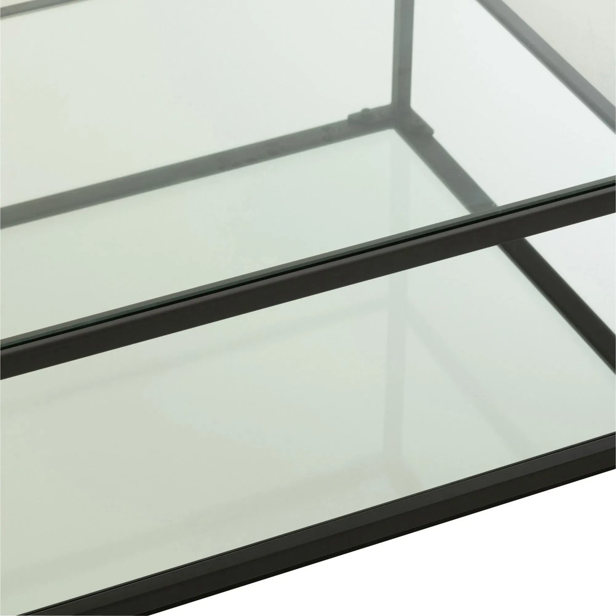 Table basse carrée en verre et métal noir L80 - ORION transparent, HELLIN, DEPUIS 1862