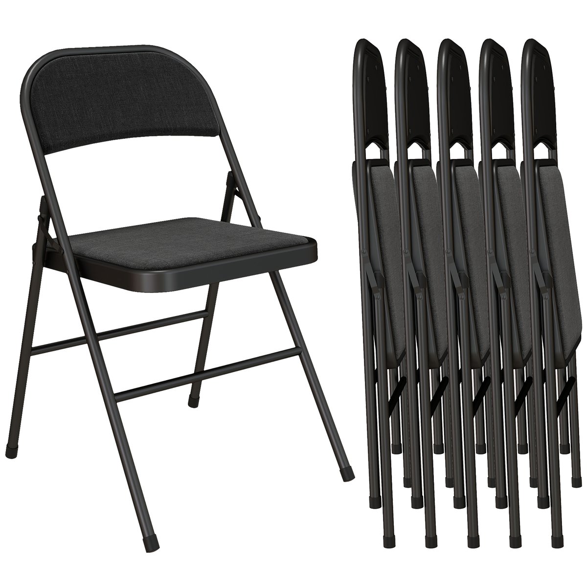 Chaise pliante Polyester Noir noir, HOMCOM