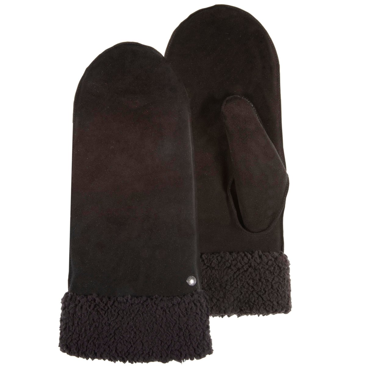 Gants en cuir de chèvre velours, doublés imitation fourrure noir, ISOTONER