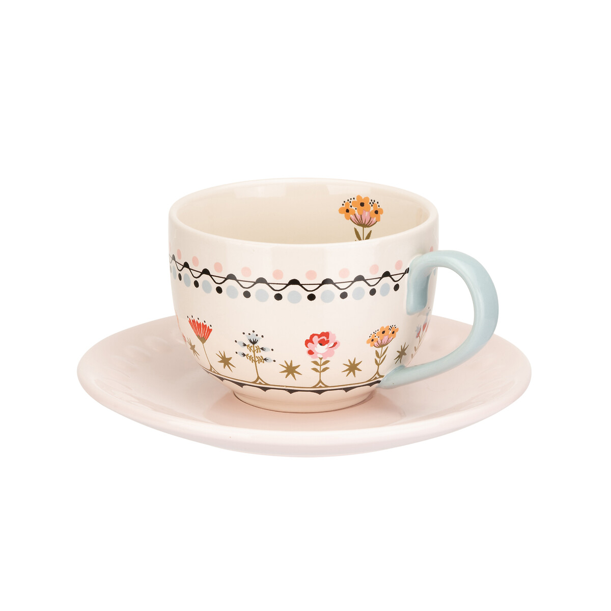 Painted Table Teacup & Saucer Set multi-coloured, CATH KIDSTON