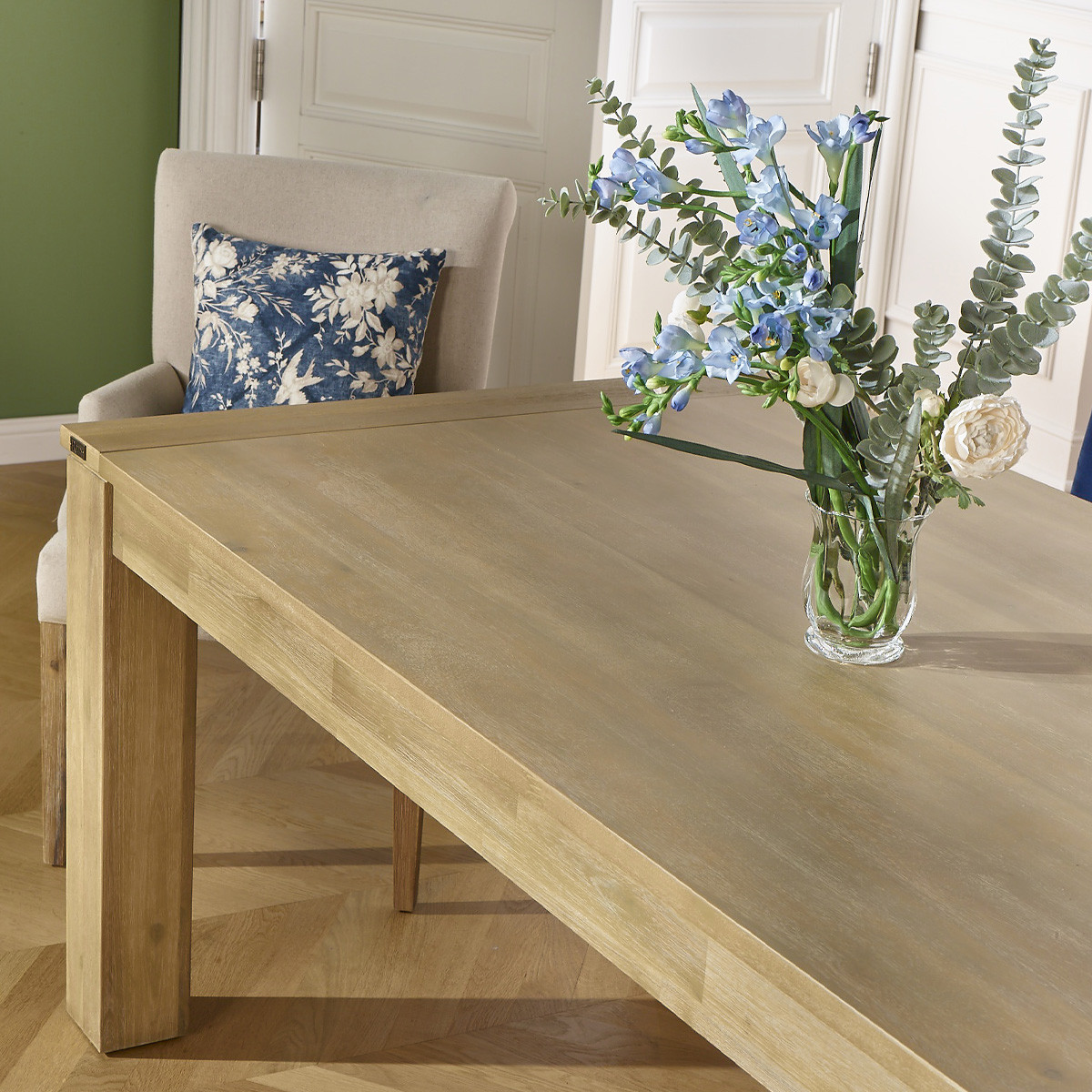 Table de repas rectangulaire en acacia, 8/10 couverts ENZO beige, ROBIN DES BOIS