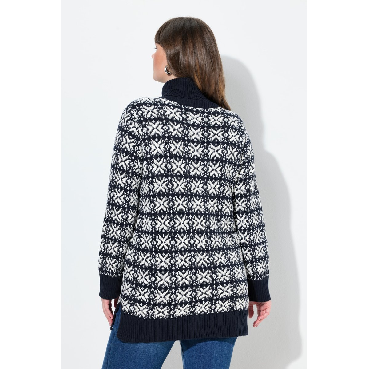 Pull en coton bio à manches longues bleu marine, ULLA POPKEN