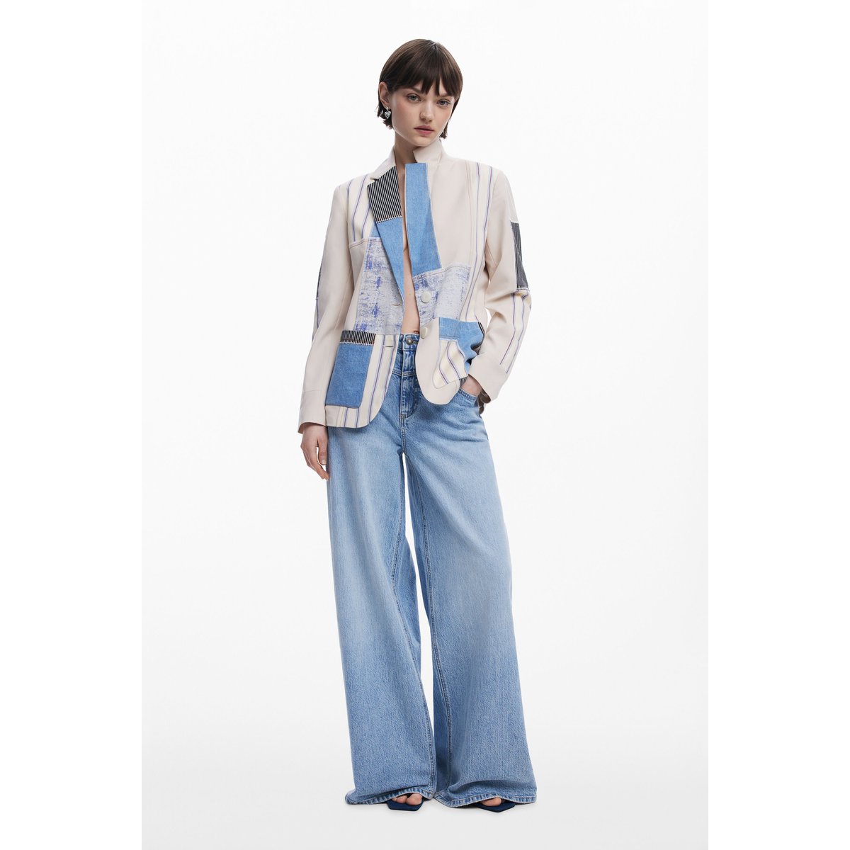 Patchwork blazer beige, DESIGUAL