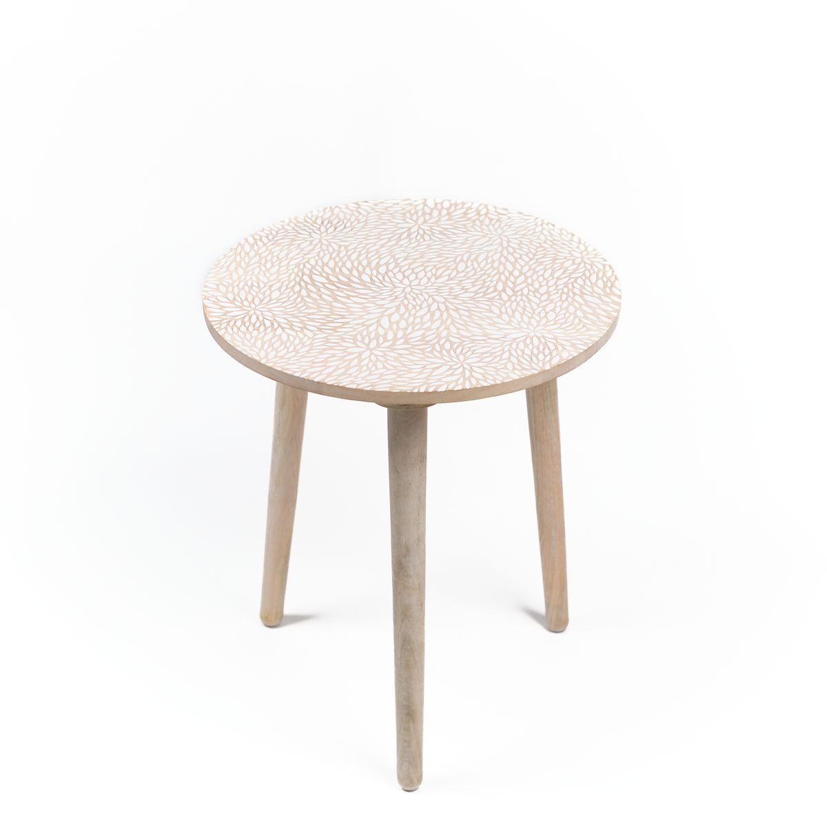Bout de canapé imprimé motif devant bois MANGO WOOD beige, FACTORY