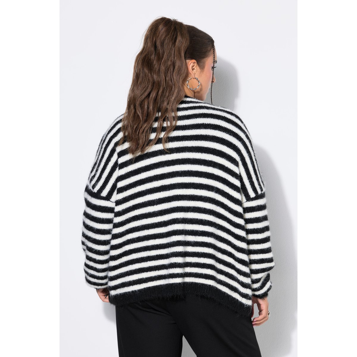 Cardigan, oversize, rayé, manches longues noir, STUDIO UNTOLD