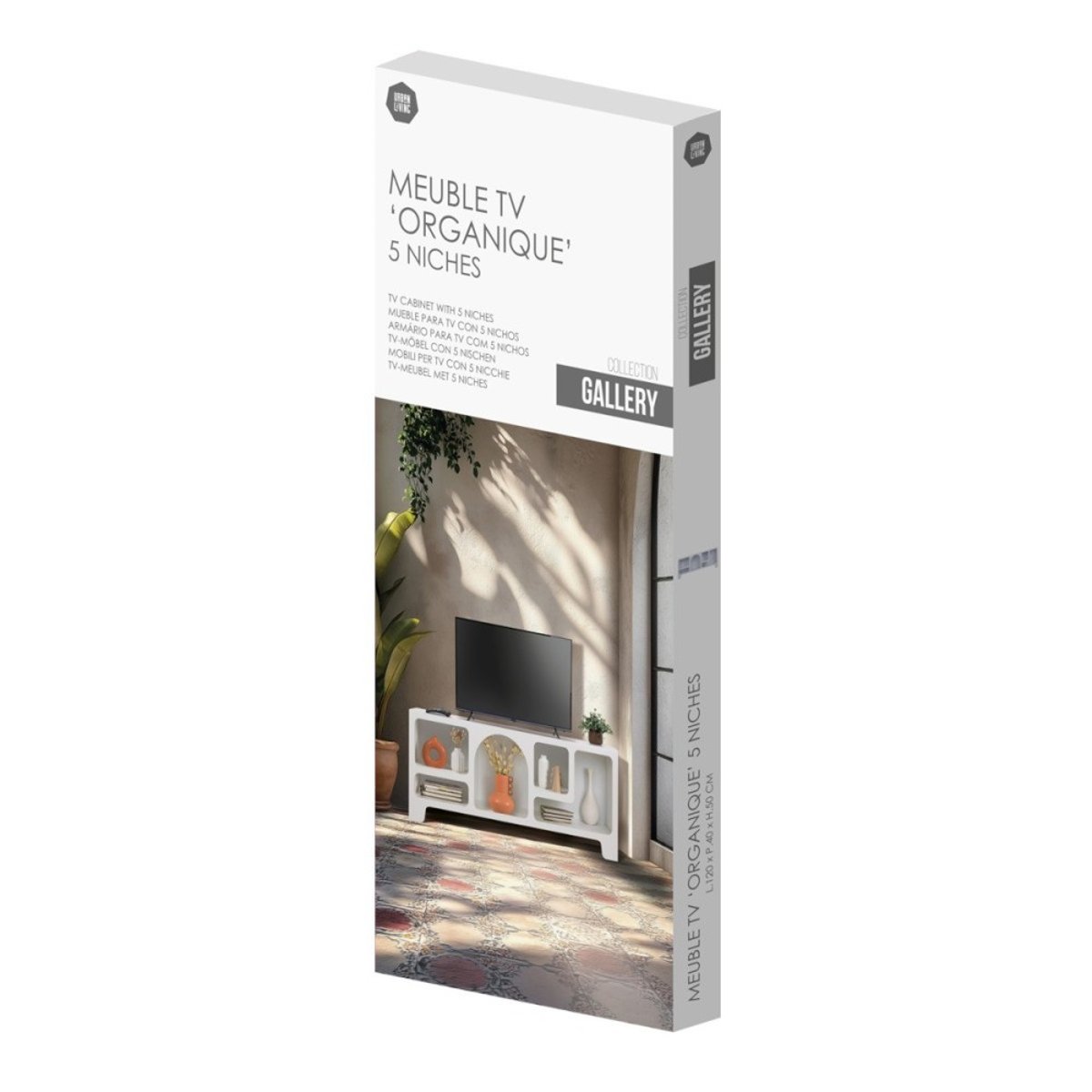 Meuble TV blanc 5 niches Gallery blanc, DECORATIE