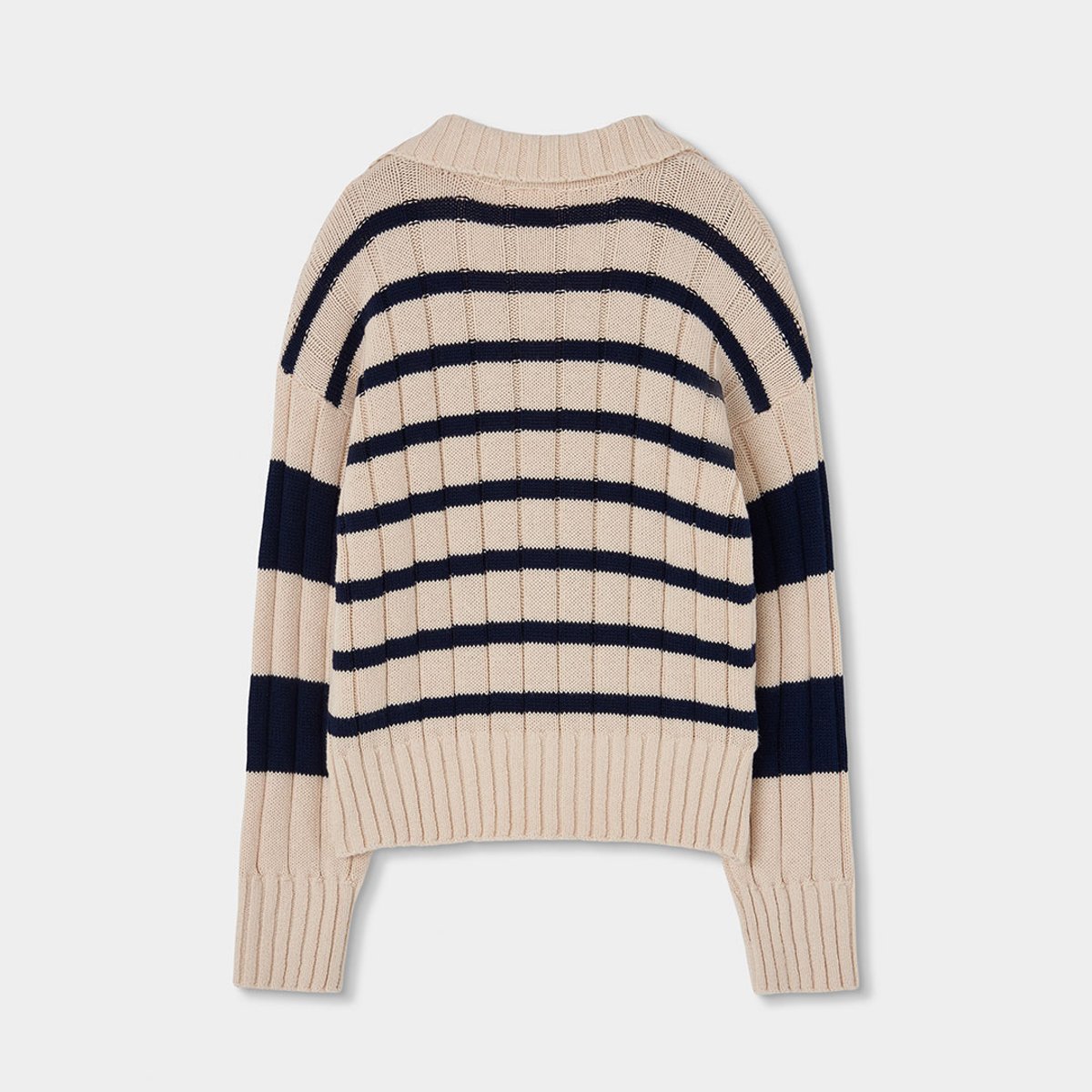 Pull fille rayé avec coeur brodé blanc, BOBOLI