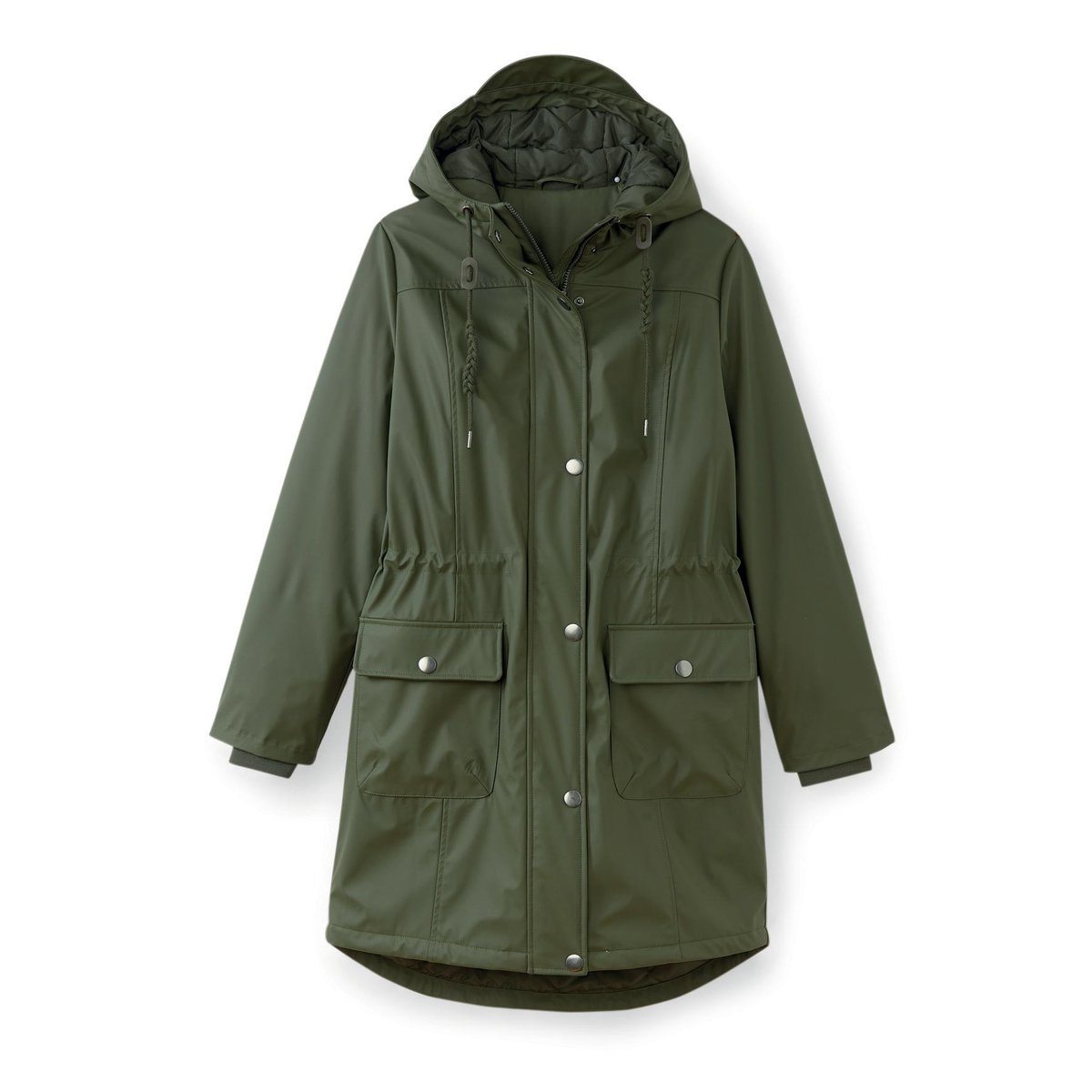 Parka mi-longue à capuche zippée kaki, DAXON