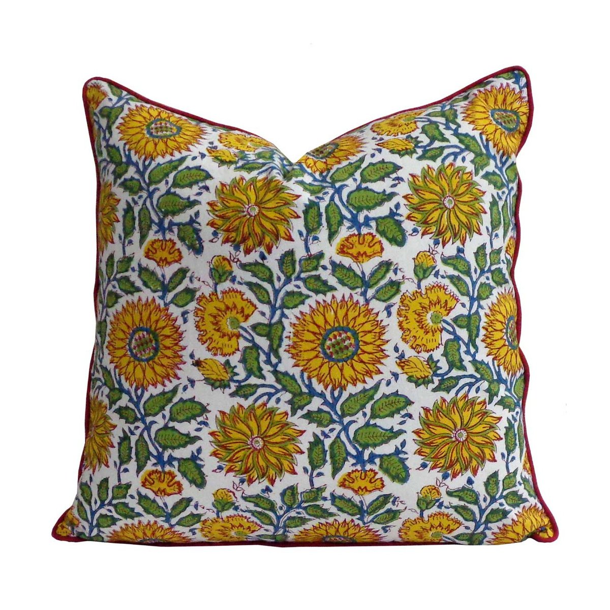 Housse de coussin Suraj jaune, blanc, vert, bleu, rouge, ARCHIV