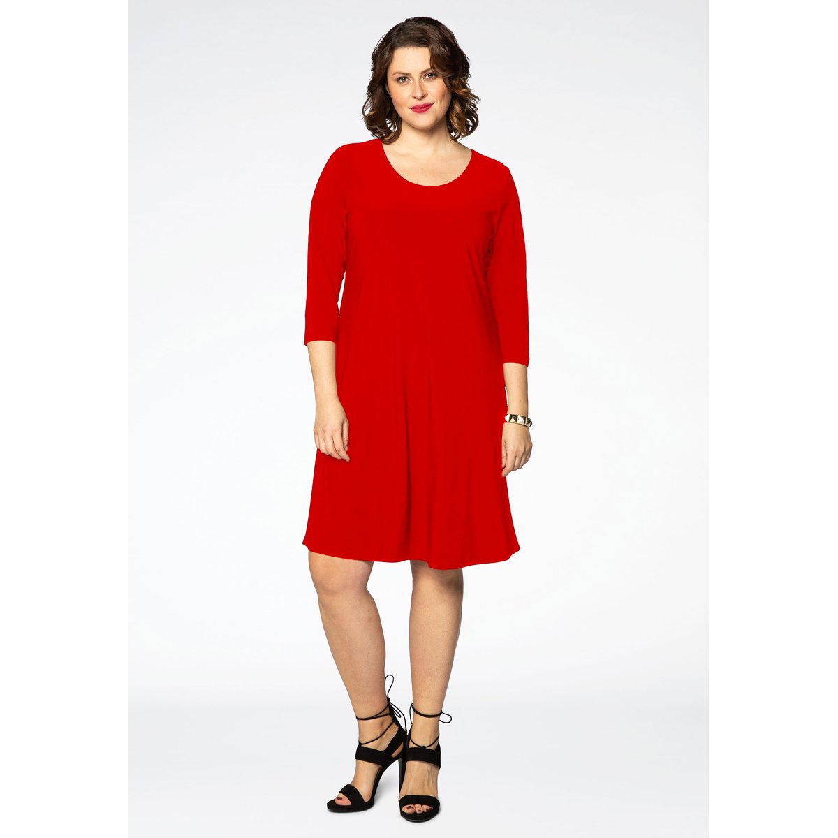 Robe manches trois-quarts rouge, YOEK