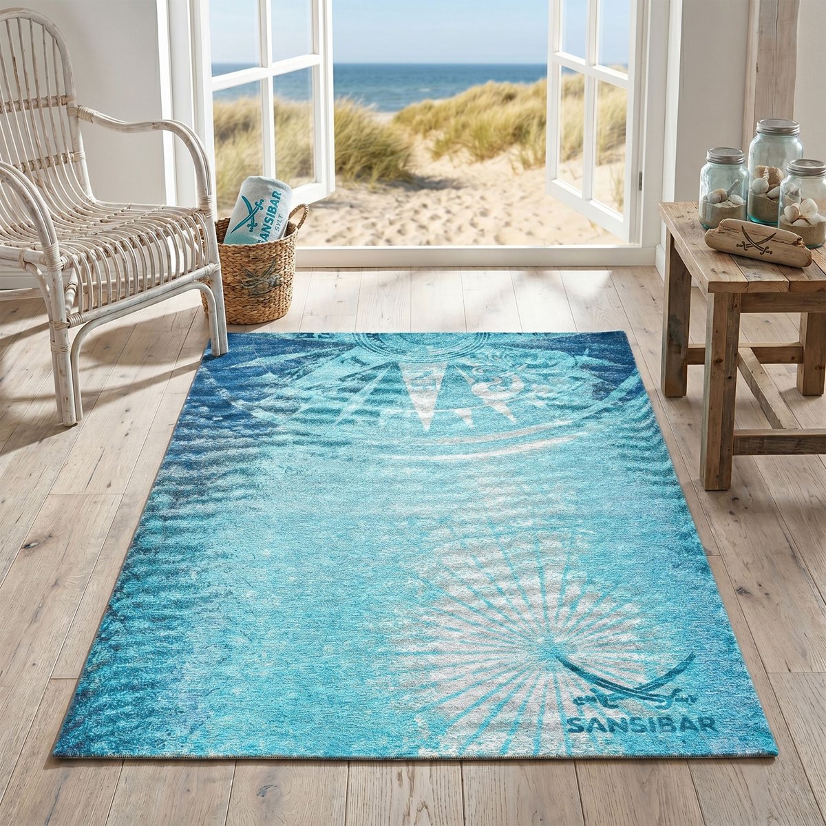 Tapis salon moderne - KEITUM turquoise, THEKO