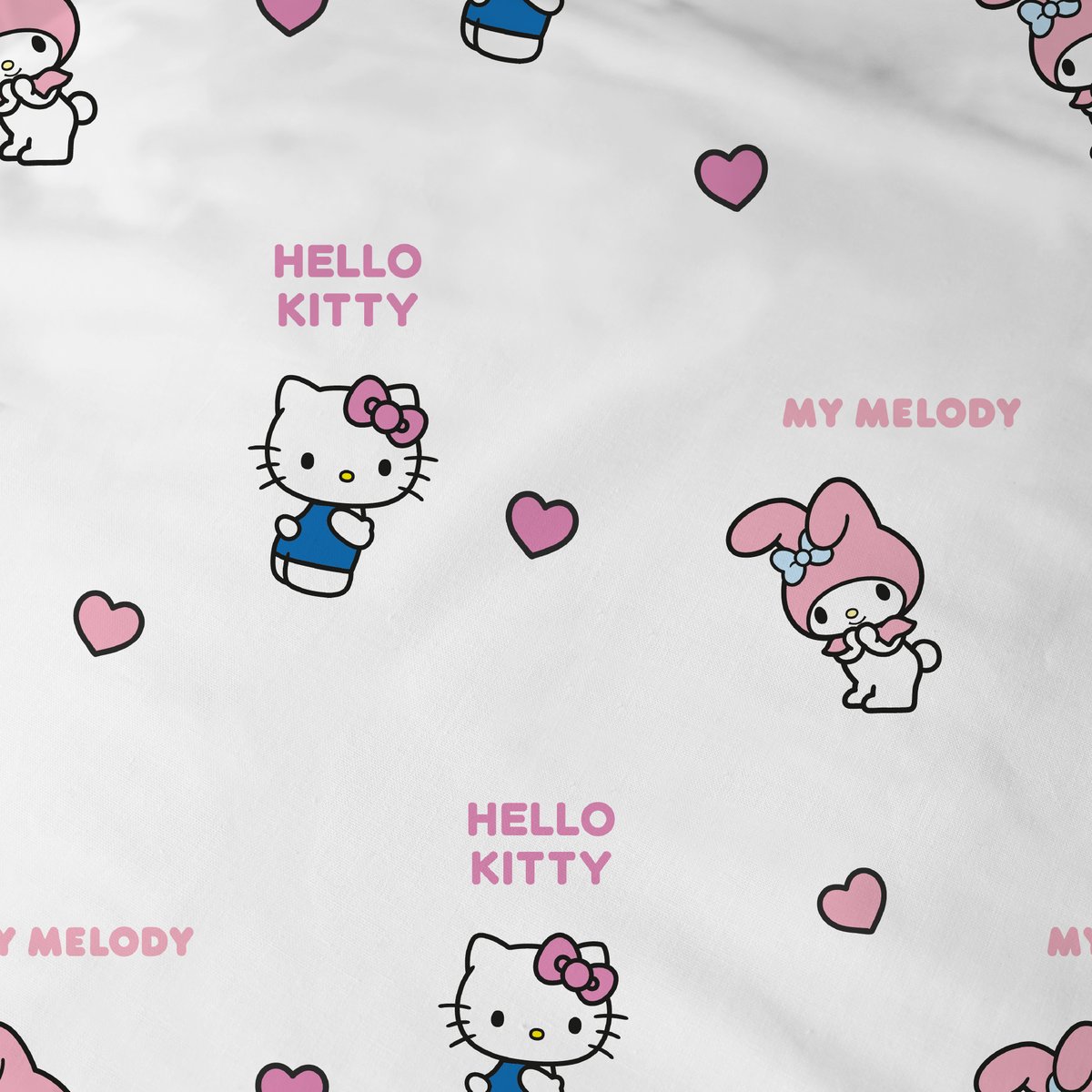 Parure de lit imprimée 100% coton, CLASSIC rose, HELLO KITTY