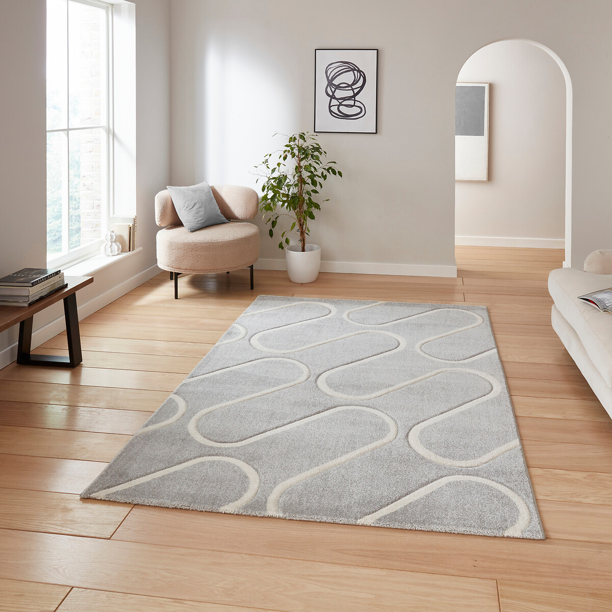 Catherine Lansfield Linear Curve Modern Geometric Rug light grey, CATHERINE LANSFIELD