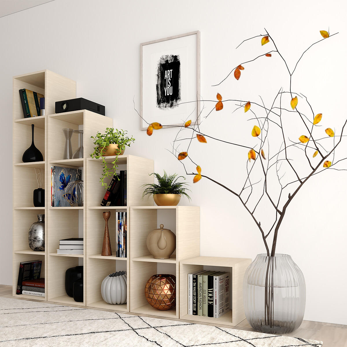 Regal aus Kiefermassivholz - Germain 3X1 beige, EUROPE & NATURE