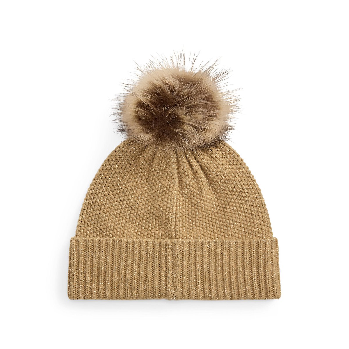 Bonnet torsadé à pompon camel, LAUREN RALPH LAUREN