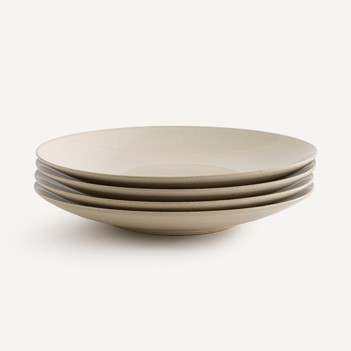 Lot de 4 assiettes plates en grès émaillé, BENN ecru, AM.PM