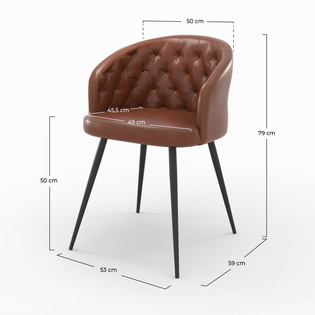 Chaise en cuir de buffle et pieds en métal - ANATOLE marron, MAISON PAVANE
