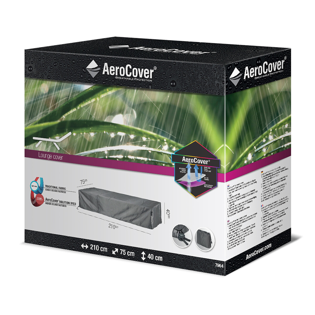 Garden Loungebed Cover 75x210cm grey, AEROCOVER