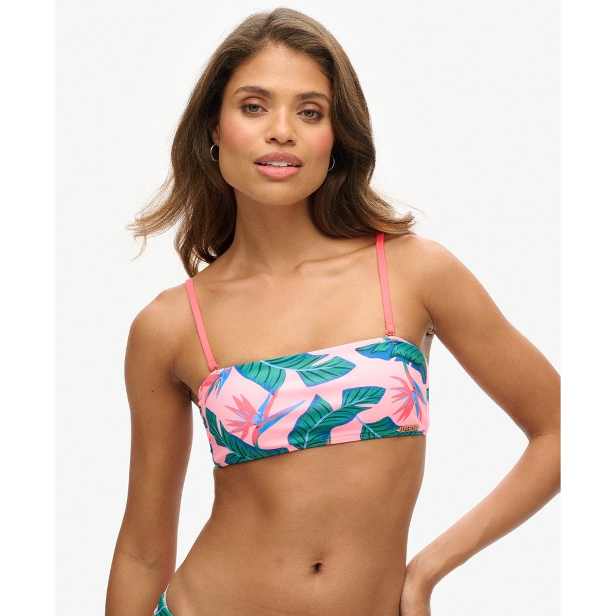 Haut de bikini bandeau tropical rose paradis malibu, SUPERDRY