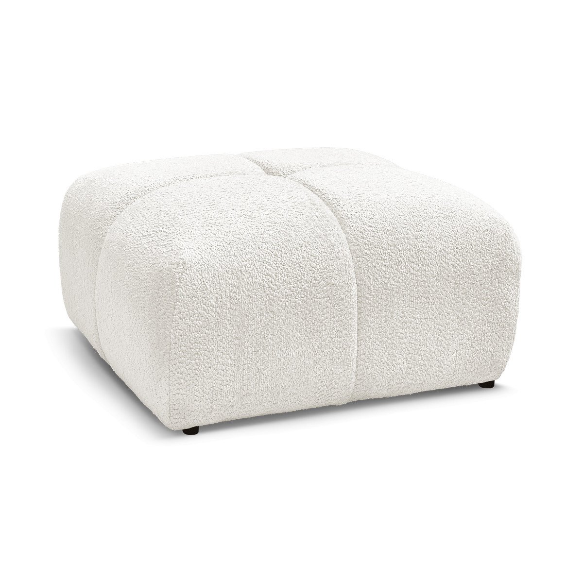 Pouf tissu texturé, CRISTINA blanc, BOBOCHIC