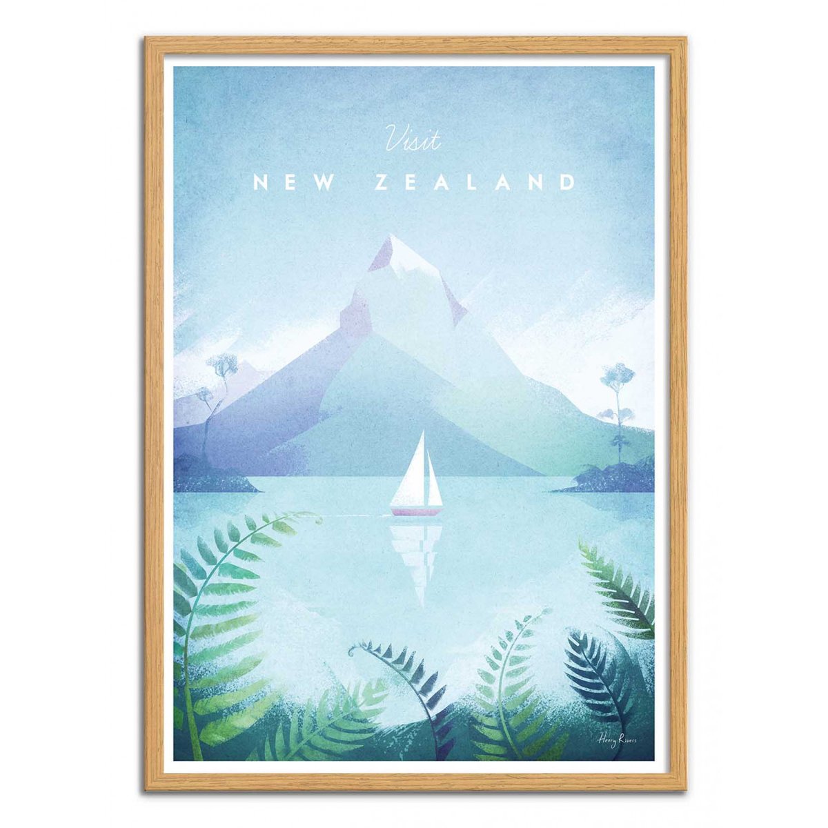 Affiche d'art - Visit New Zealand - Henry Rivers bleu, WALL EDITIONS