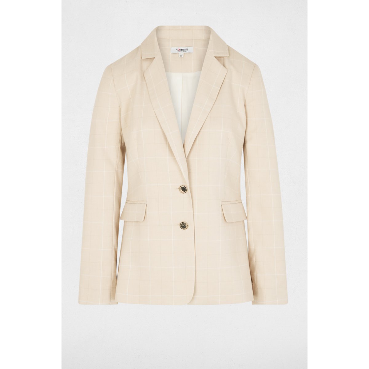 Blazer col tailleur beige, MORGAN