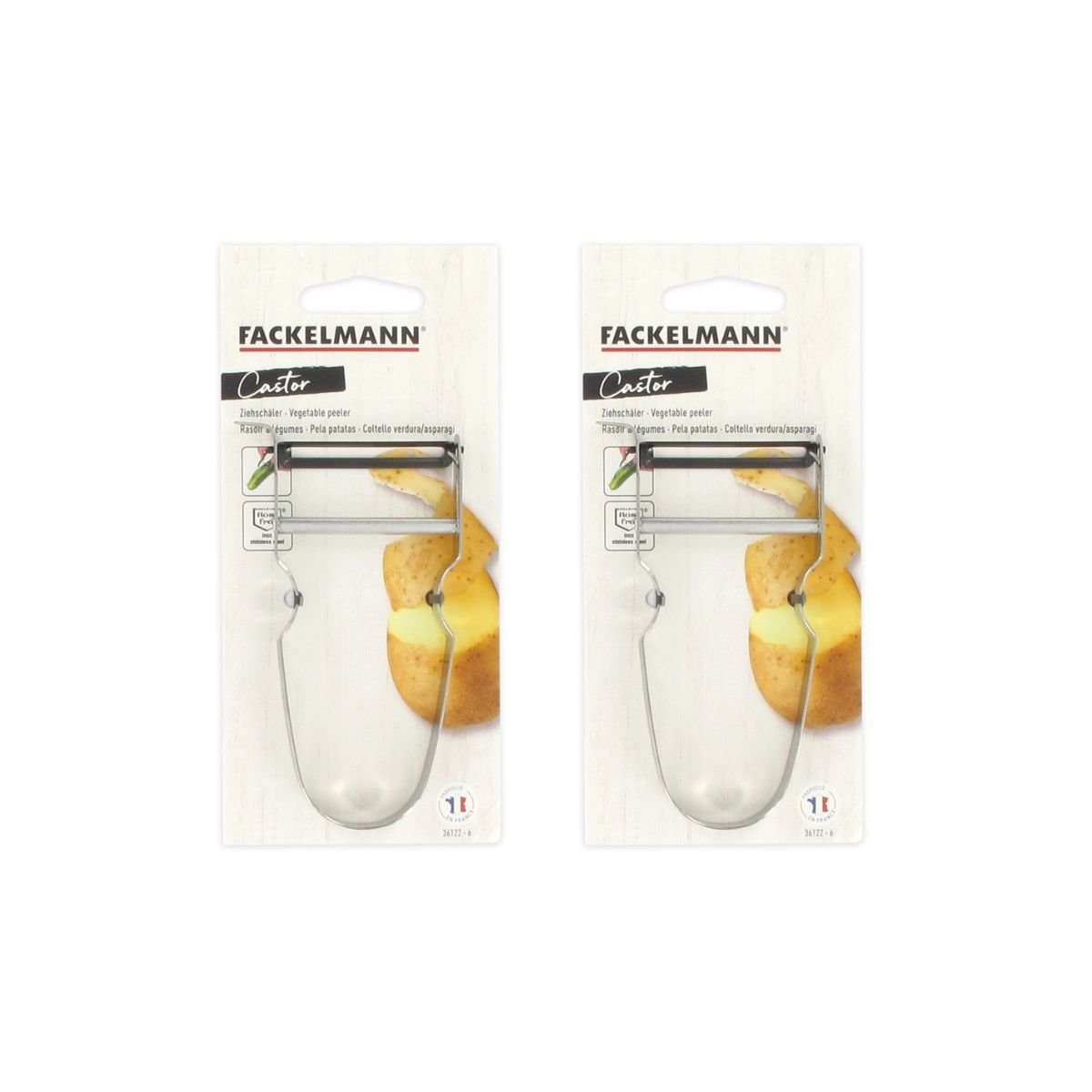 Lot de 2 rasoirs à légumes Castor inox, FACKELMANN