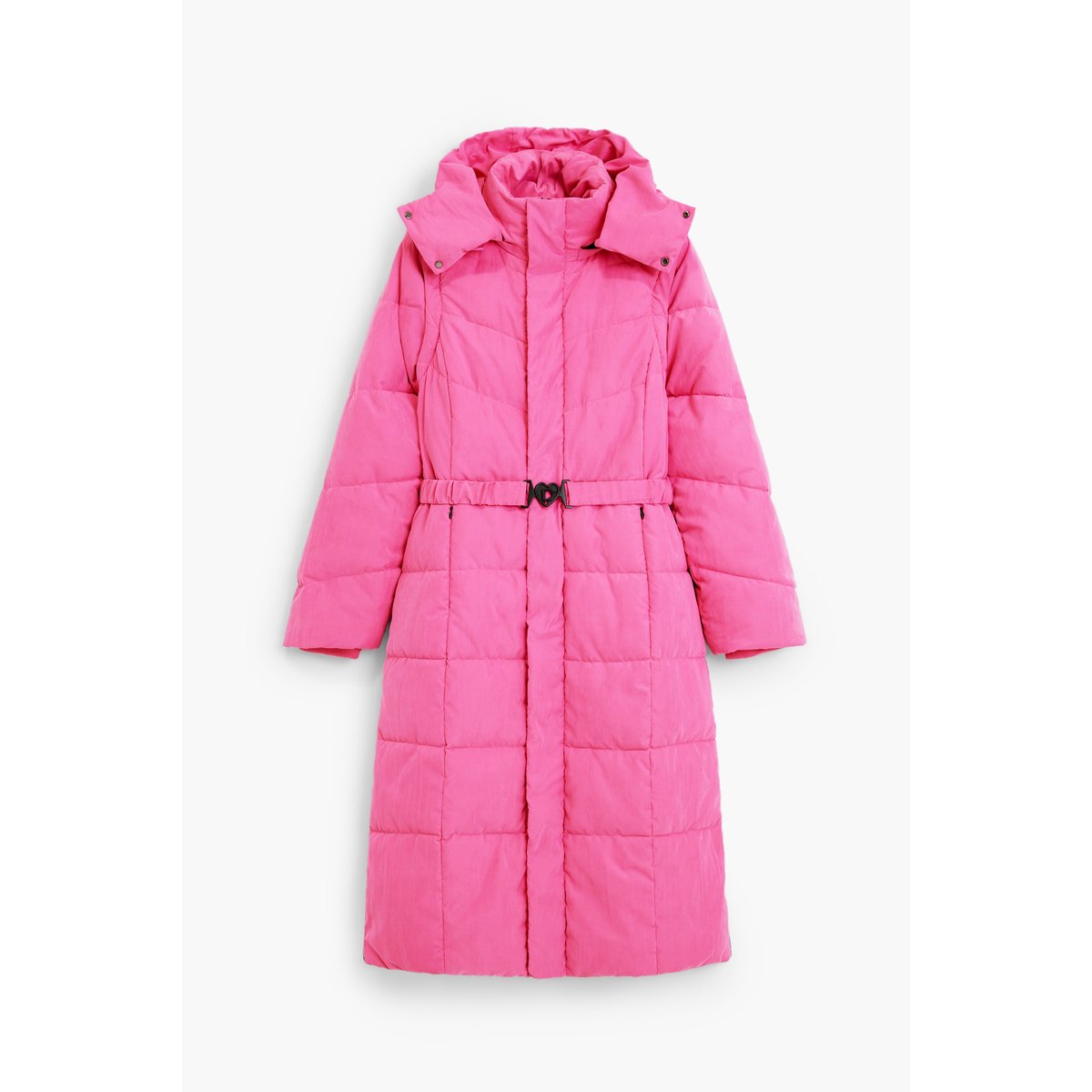 Manteau long matelassé rose, DESIGUAL