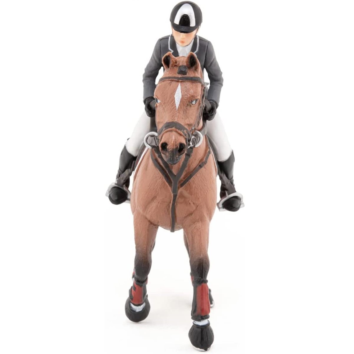Figurine Cheval de concours et son cavalier marron, PAPO