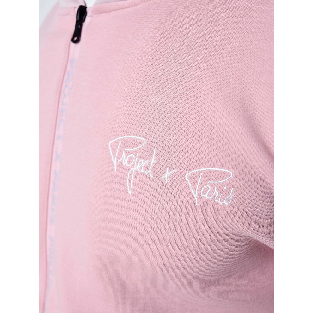Sweat à Capuche zippé two tone rose poudré, PROJECT X