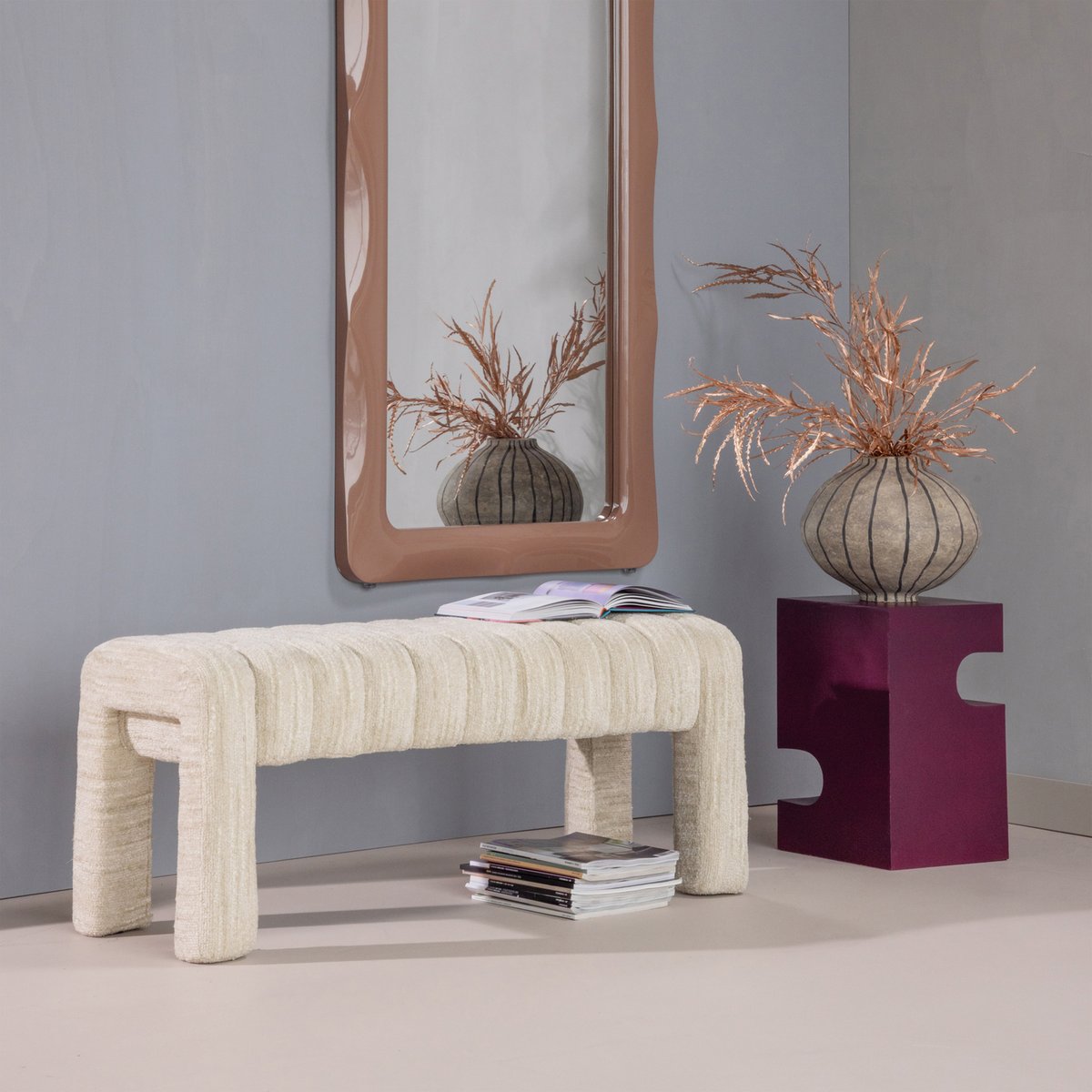 Banc en bouclé FREX naturel, WOOOD