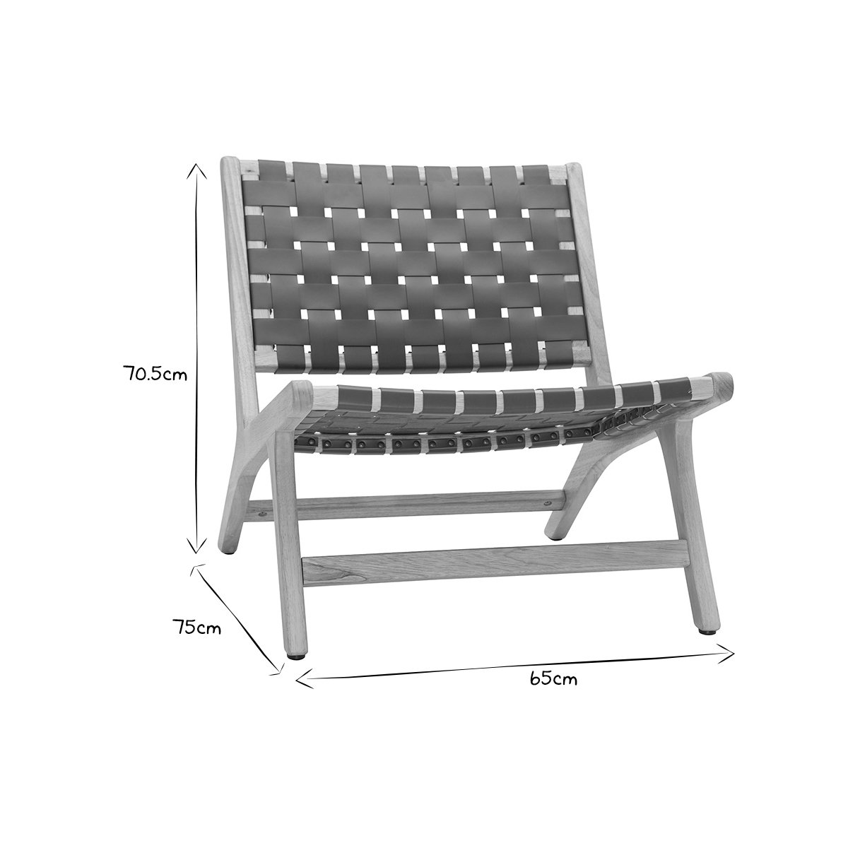 Fauteuil ethnique en bois et sangles tressées marron BONDI marron, MILIBOO