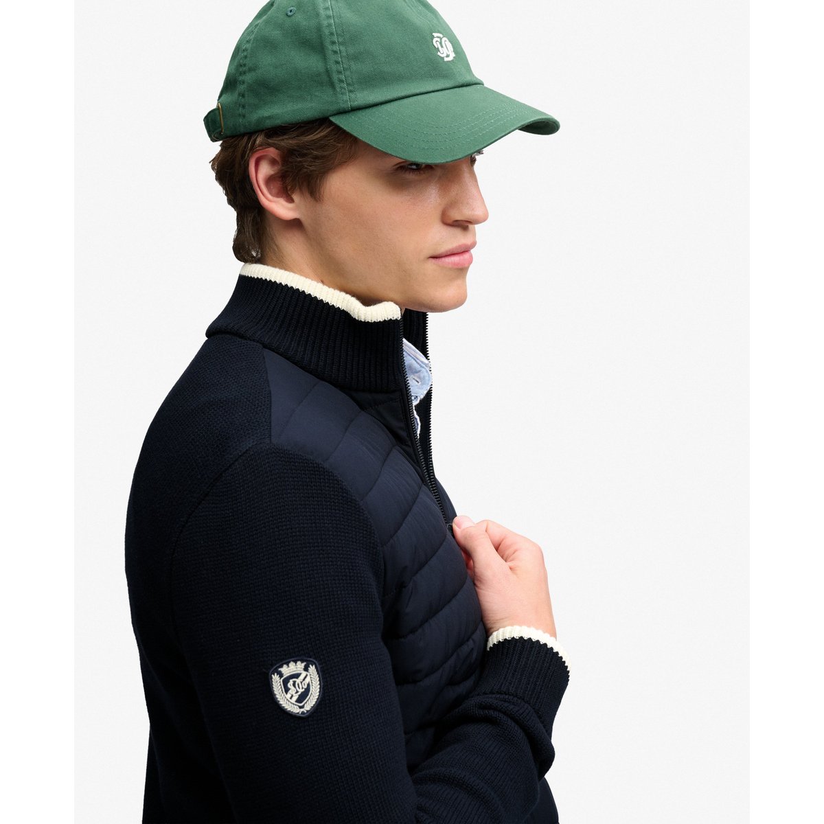 Veste Hybride Matelassée Droite bleu marine éclipse, SUPERDRY