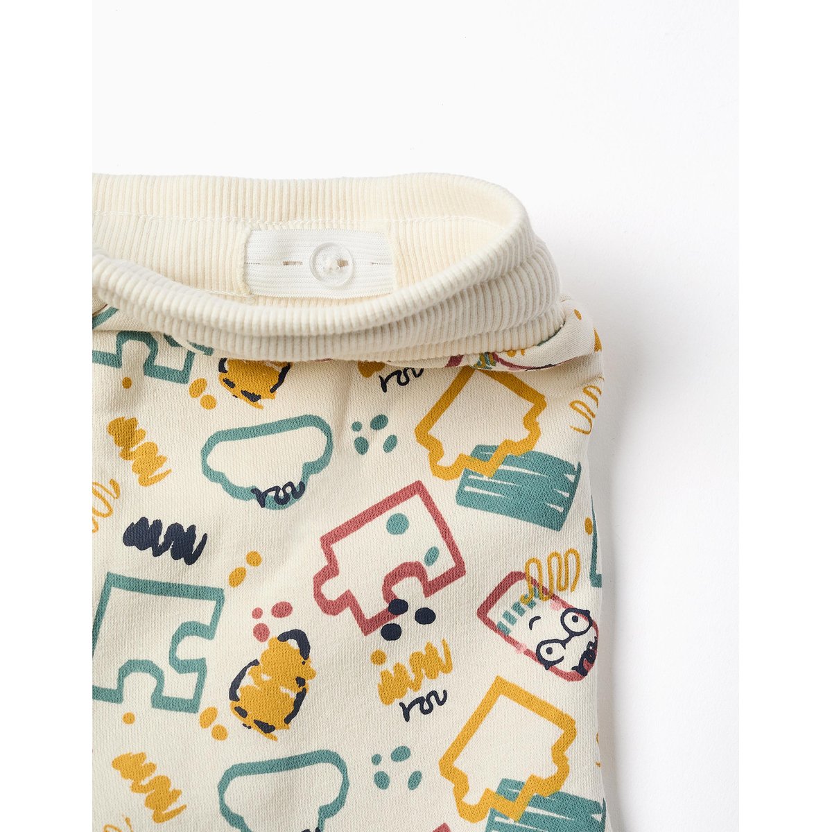 Pantalon de jogging en molleton avec doublure en coton peigné et imprimé blanc, ZIPPY