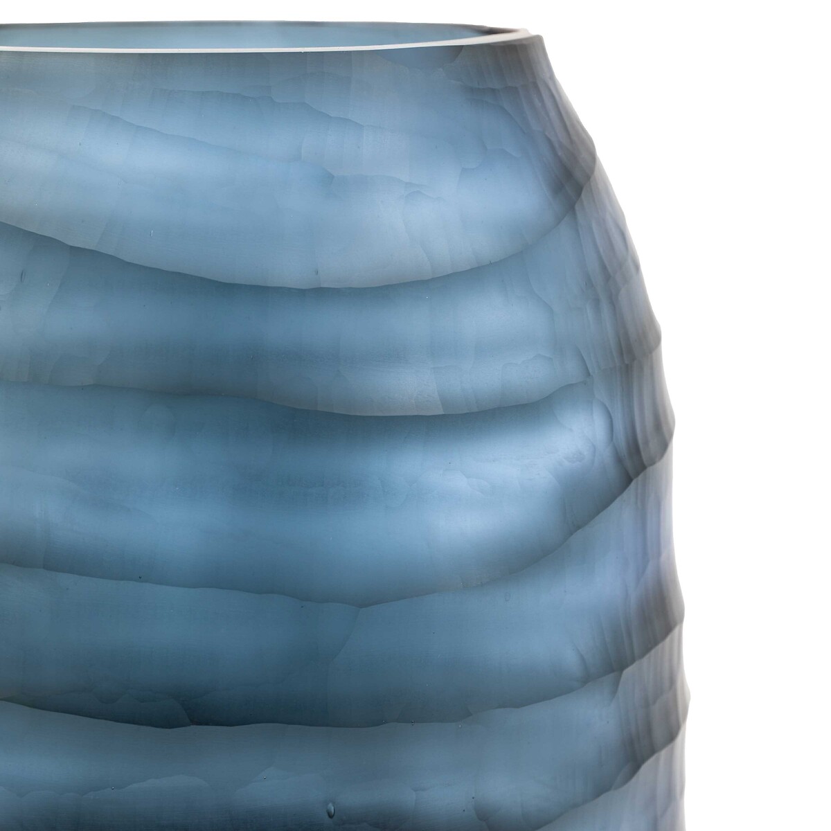 24cm Handblown Carved Glass Vase blue, ÉDITÉ