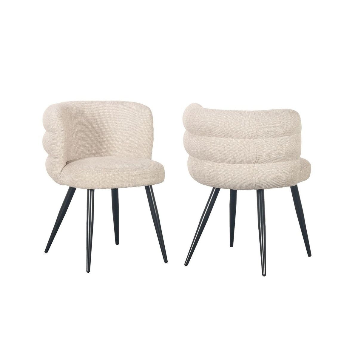 Lot de 2 chaises tissu texturé, SOLEA beige, BOBOCHIC