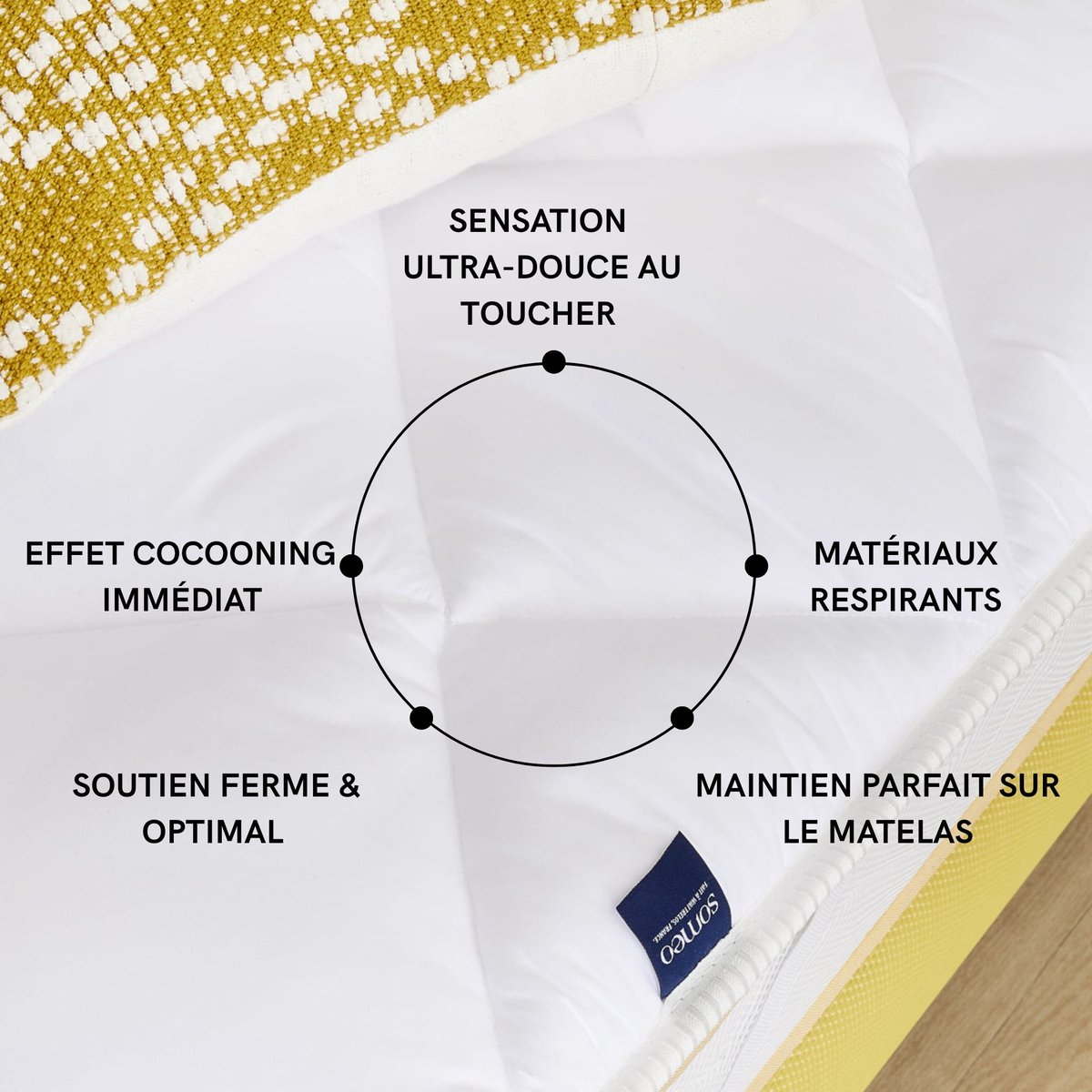 Surmatelas moelleux et respirant Aurore blanc, SOMEO